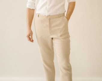 Pantalons De Mariage En Lin Pour Homme, Pantalons En Lin, Pantalons De Mariage Décontractés, Pantalons De Mariage Rustique, Pantalons Bohème, Tenue De Mariage Modeste, Vêtements En Lin