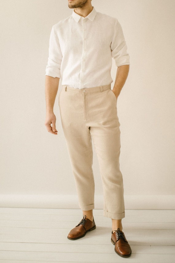 Linen Wedding Pants for Men, Linen Trousers, Casual Wedding Pants