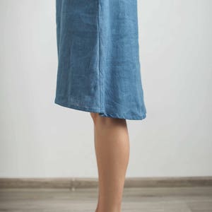 Made to Order Dress, Locally Made Dress, Minimalistic Blue Linen Dress, Eco-Friendly Apparel, Sustainable Fashion, Ethically Made Clothing. image 5