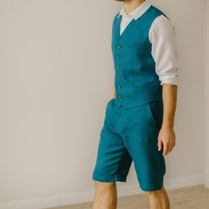 Handmade Linen Vest and Shorts Suit: Rustic Bohemian Wedding Attire