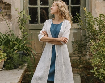 Linen Cardigan, Linen Coat (Overcoat), Linen Jacket, Wedding Cardigan, Bridal Cardigan, Lightweight Coat, Summer Cardigan, Flax Clothing.