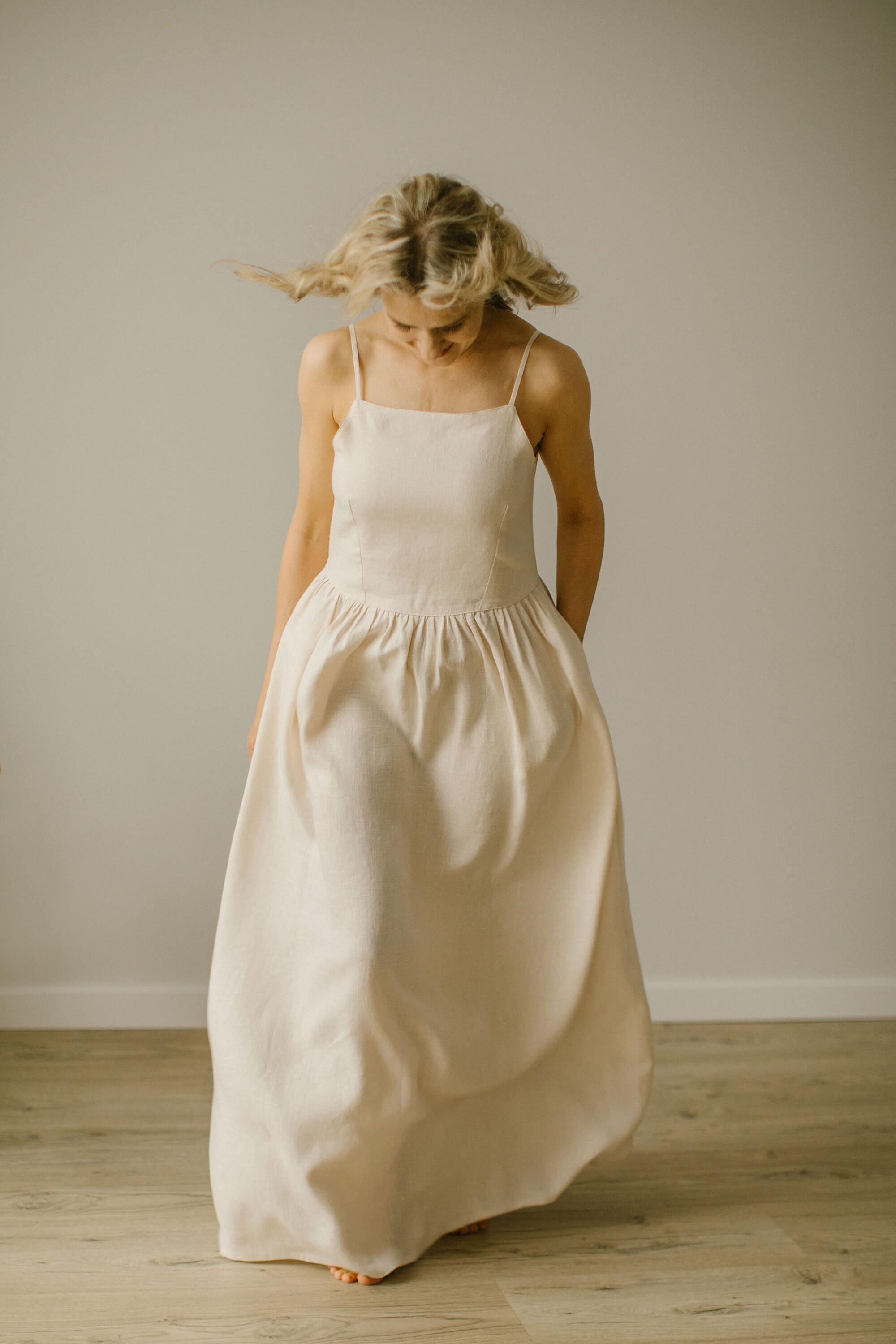 Minimalist Linen Wedding Dress / for Barefoot, Forest, Nature Ceremony / Ethically Made