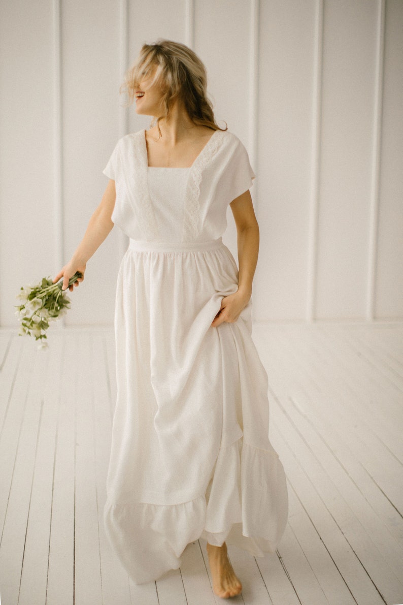 LINEN WEDDING DRESS BOHO WEDDING DRESS