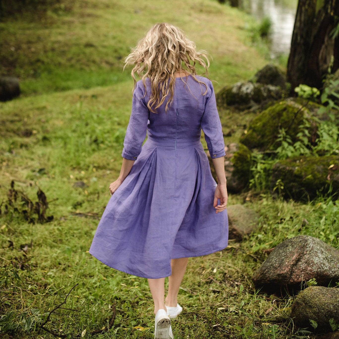 Linen Wedding Guest Dress Linen Midi Dress Linen Clothing | Etsy