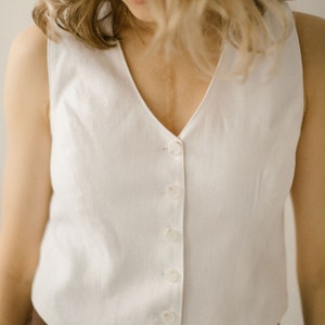Linen Women's Vest, Women's Linen Waistcoat, Sleeveless Jacket For Women, Ladies Linen Vest, Linen Vest For Summer, Natural Fiber Vest image 3