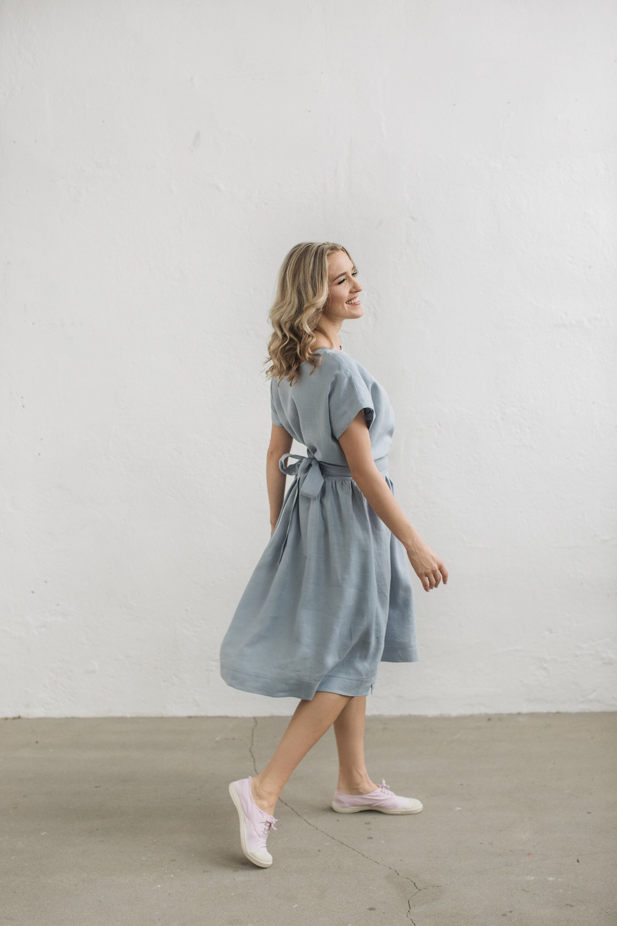 Linen Wedding Guest Dress MOTION Linen Ruffled Dress Linen | Etsy