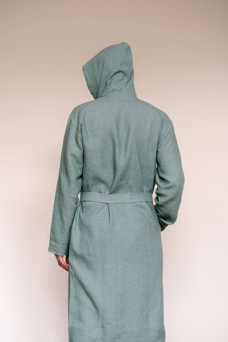 Linen Robe Linen Nightgown Linen Bathrobe Hooded Robe Mens Etsy