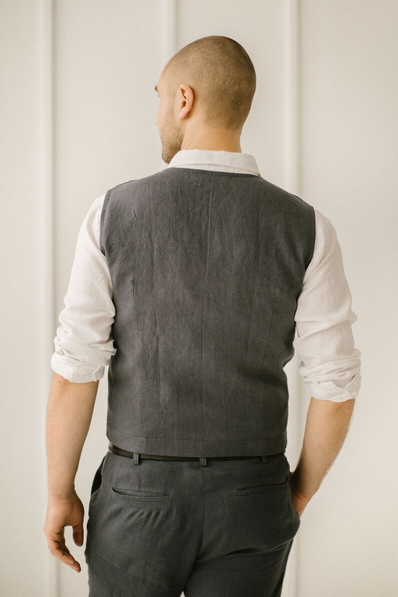 Linen Men's Waistcoat Linen Vest Men's Vest Groom Etsy
