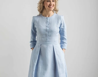 Mutter der Braut Kleid, Hochzeitsgast Kleid, Vintage- Inspiriertes Leinen Kleid, Anmutiges Leinen Kleid, Hochwertiges Kleid, Feminine Mode.