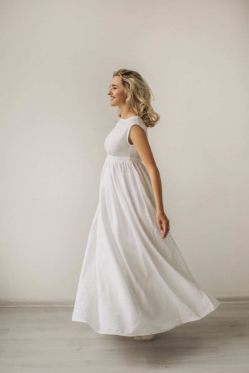 Linen Wedding Dress For Pregnant Bride Maternity Wedding Etsy