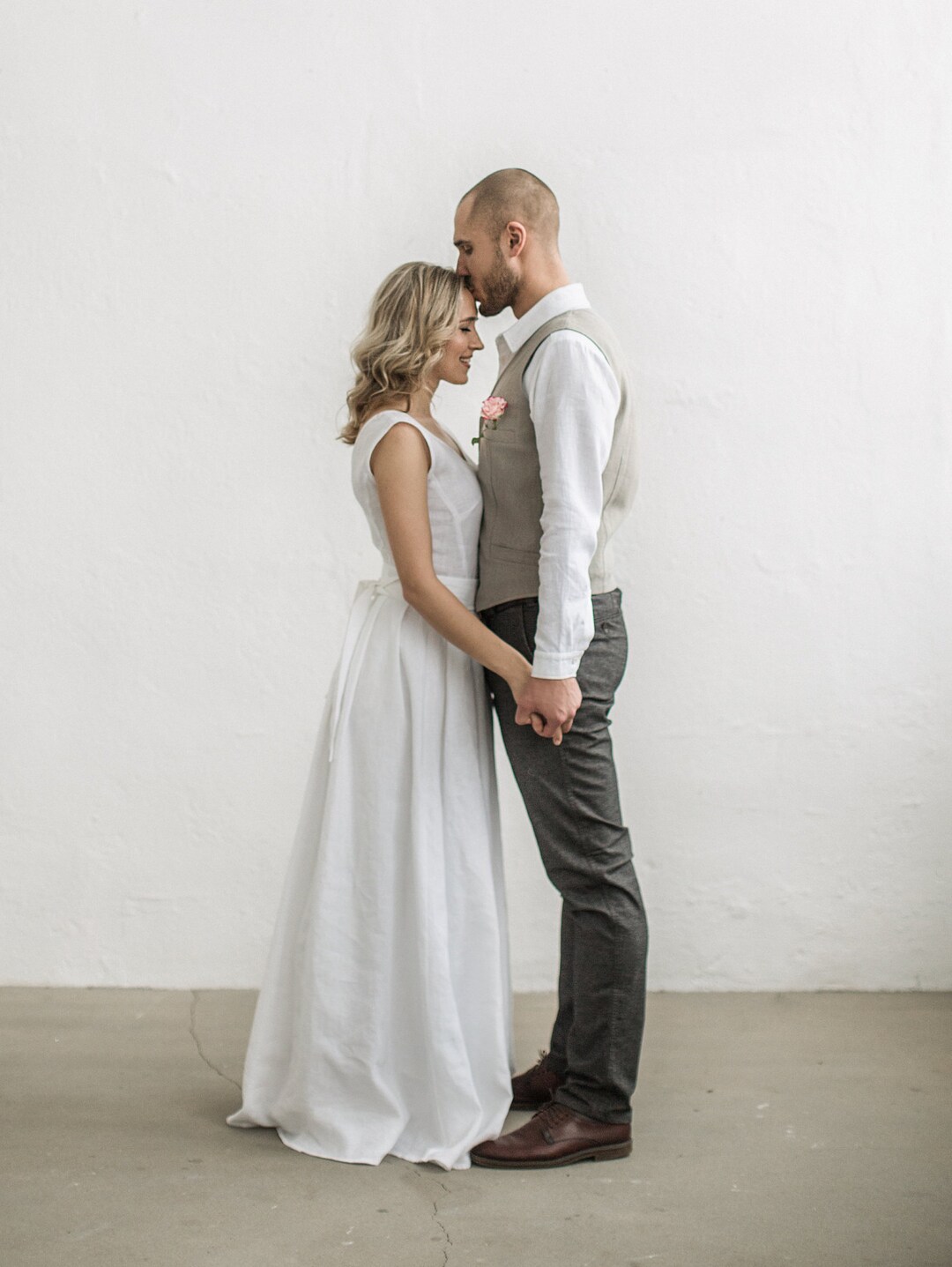 Linen Wedding Gown Bridal Linen Dress Linen Bridal Attire Rustic