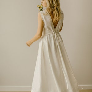 Backless Linen Lace Bridal Dress, Rustic Wedding Dress, Goddess Wedding ...