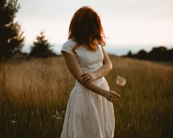 Romantic Linen dress, Boho Chic Dress, Rustic Linen Attire, Natural Fabric Gown, Sustainable Fashion Dress, Wedding Guest Dress, Flax Dress.