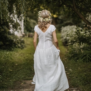 Handmade Linen Wedding Dress: Rustic A-Line Bridal Gown.