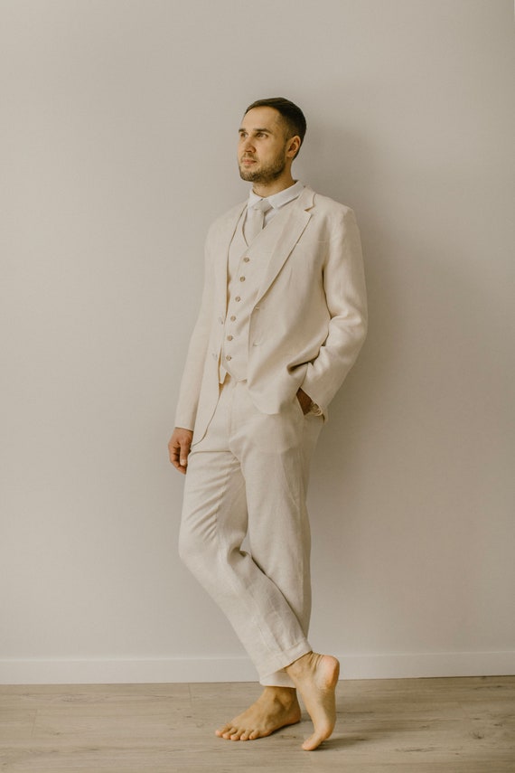 linen formal dress for men European Linen Suits for Men