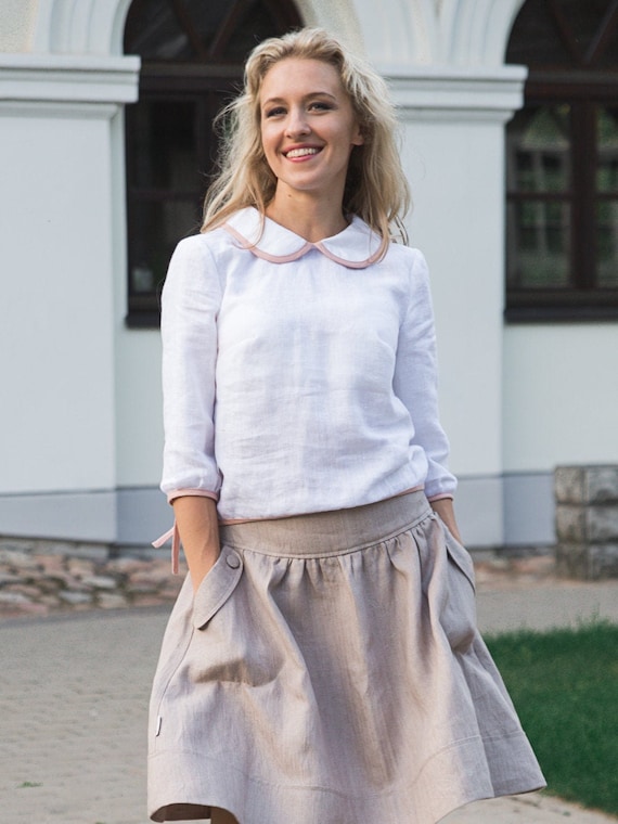 white linen blouse