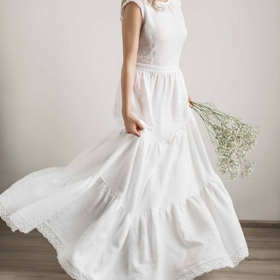 linen hippie wedding dress