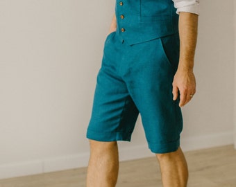 Smart Casual Shorts For Men, Simple Wedding Shorts, Linen (Flax) Shorts, Summer Shorts, Beach Wedding Shorts, Forest Wedding Shorts.