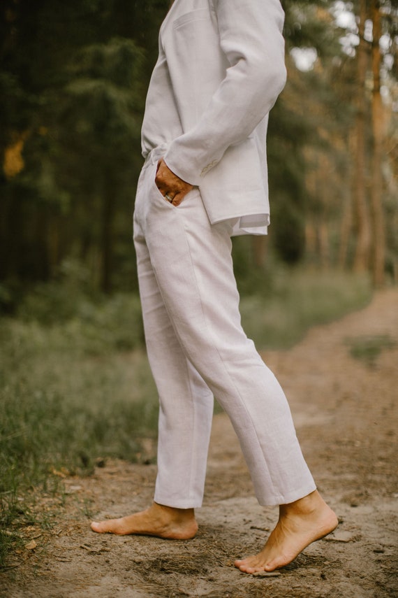 Linen Groom Pants, Rustic Wedding Pants, Casual Wedding Trousers