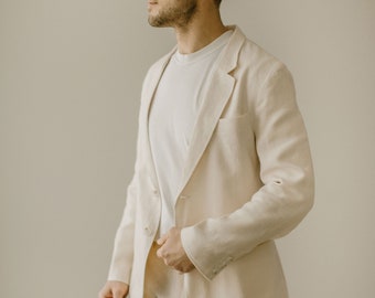 Men's Linen Jacket, Linen Overcoat For Men, Bohemian Jacket, Casual Wedding Jacket, Rustic Jacket, Linen Clothes For Men, Wedding Attire.