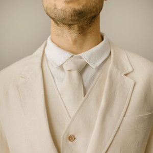 Handcrafted Linen Wedding Tie: Boho Groom Necktie