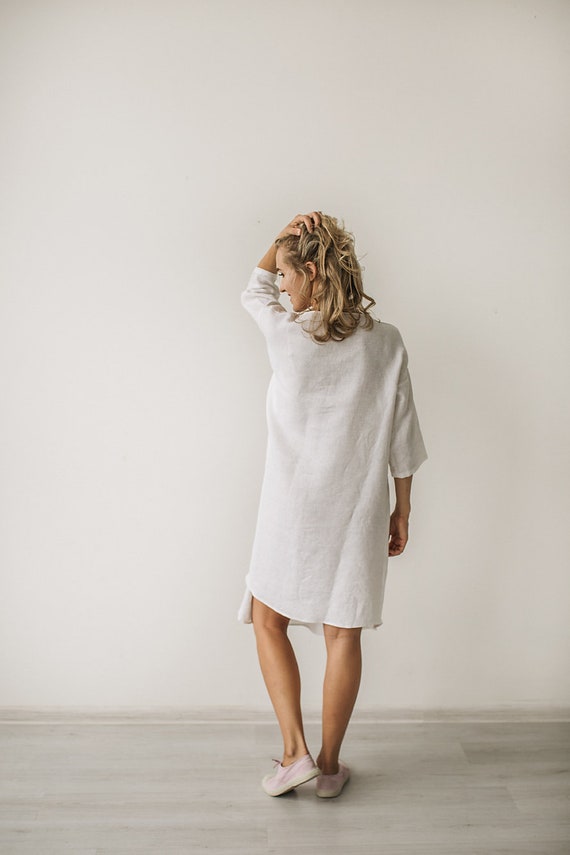 Birthing Gown, Nursing Gown, Maternity Gown, Labor Gown, Hospital Gown,  Linen Nightgown, Linen Nightdress, White -  Canada