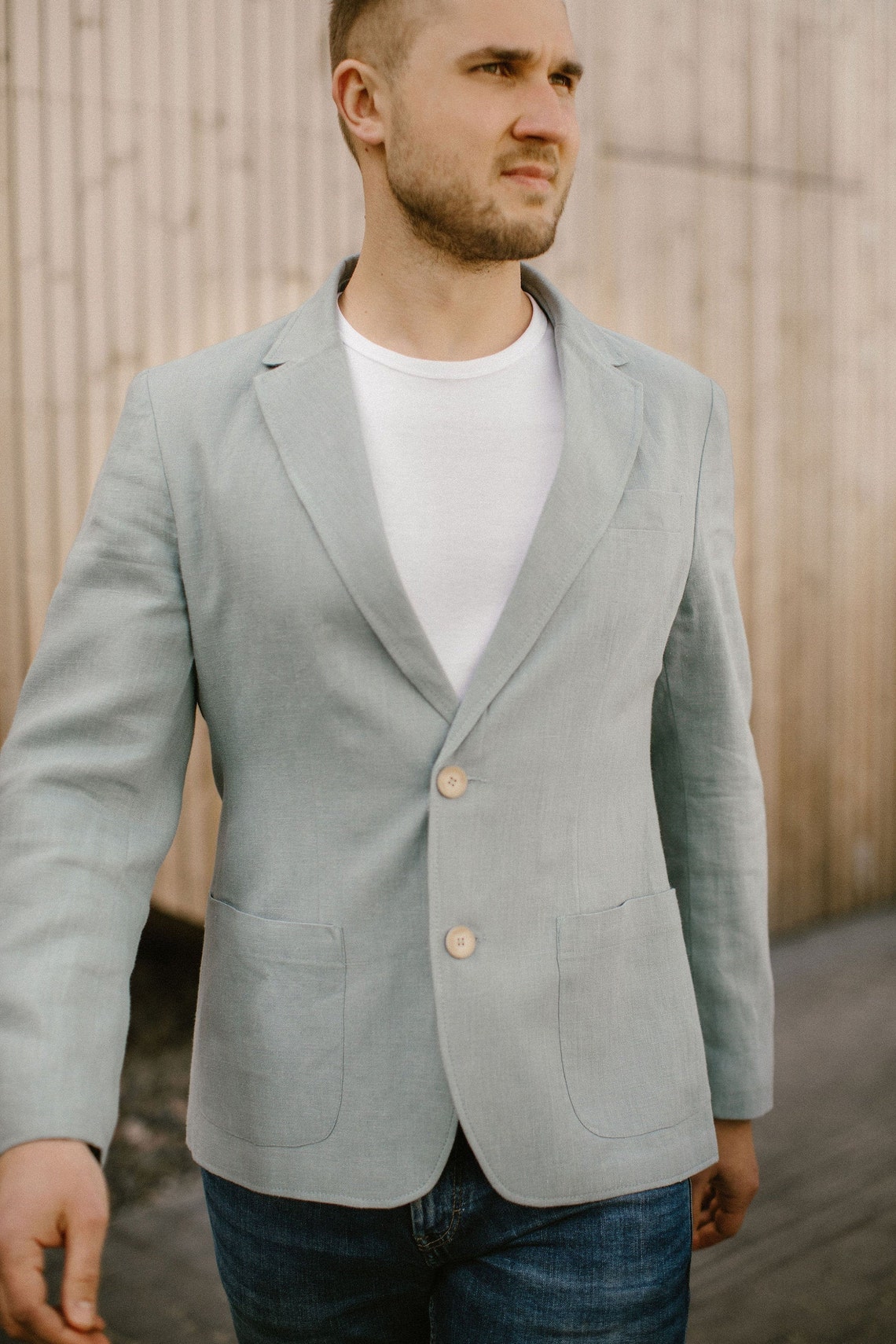 Linen Mens Overcoat Linen Jacket Mens Linen Jacket Men Etsy