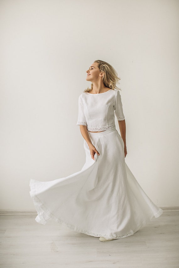 linen wedding gown