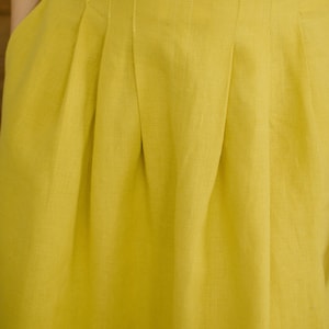 Linen Midi Skirt, Flowy Skirt, Pleated Skirt, High Waisted Skirt, Swing Skirt, Yellow Skirt, Lindy Hop Skirt, Jazz Skirt, A-Line Skirt. image 7