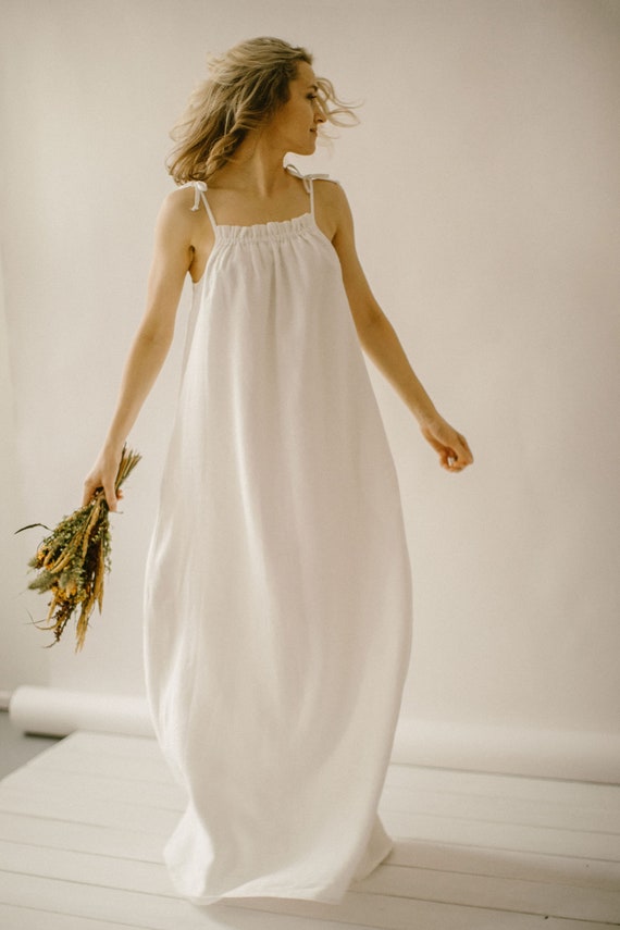 Reception Wedding Dress / Relaxed, Linen, Breezy, Simple Bridal Gown / Handcrafted