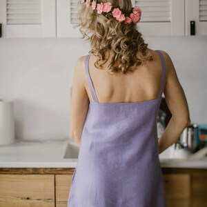 Linen Dress With Straps, Minimalist Dress, Clean Design Linen Gown, Ethical Fashion Linen Attire, Lavender Dress, Simple Linen Dress.