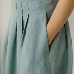 Linen Midi Skirt, Flowy Skirt, Pleated Skirt, High Waisted Skirt, Swing Skirt, Yellow Skirt, Lindy Hop Skirt, Jazz Skirt, A-Line Skirt. image 8