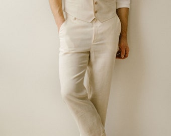 Linen Pants For Men, Linen Trousers, Smart Casual And Minimalistic Pants, Bohemian Pants, Men's Flax (Linen) Clothing, Modest Trousers.