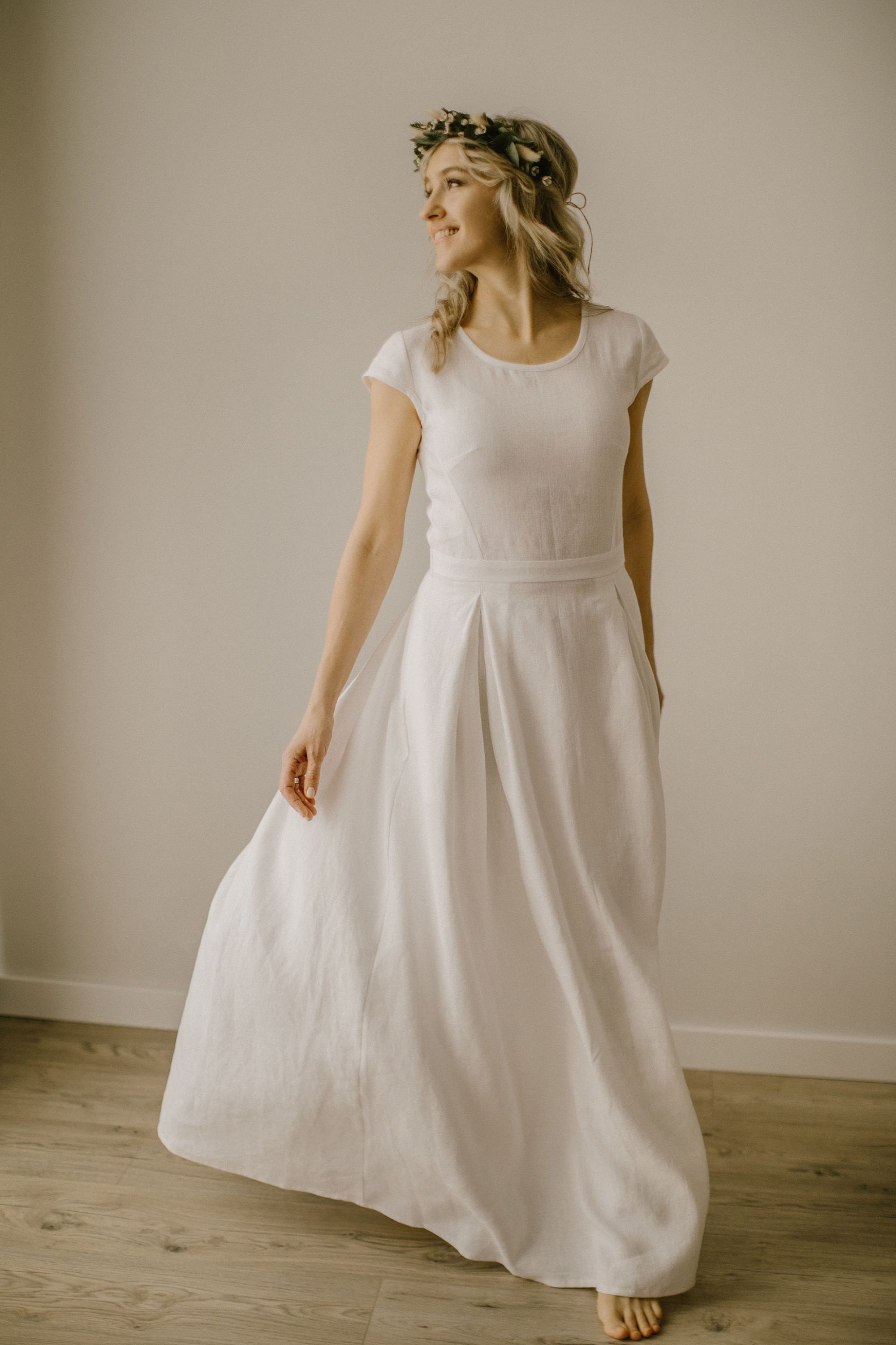 etsy a line wedding dress Elisabeth Champagne A-Line Wedding Dress: 3D Floral Lace, Custom Bridal Gown