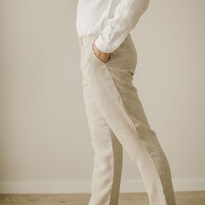 Elegant Linen Trousers for Men: Smart Casual, Wedding Attire, Rustic Bohemian Style.