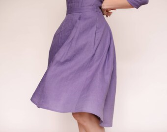 Flax Dress, Linen Dress, Bridesmaid Dress, Jazz Dress, Swing Dress, Lindy Hop Dress, Vintage Dress, Lavender Dress.