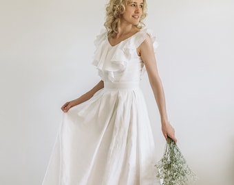 A-Line Linen Wedding Dress / For Rustic, Barefoot, Outdoor Celebration / Ethically Made