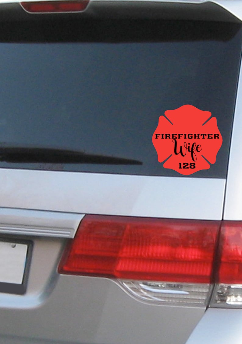 Firefighter Wife Fire Emblem Car Window Decal Maltese Cross Wife Decal Firefighter Girlfriend Decal Mom Love My Firefighter Decal