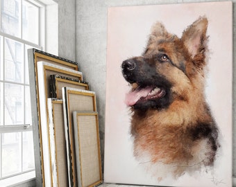 Custom pet oil painting on canvas, artwork from photo, Ready to hang, by RomaLena