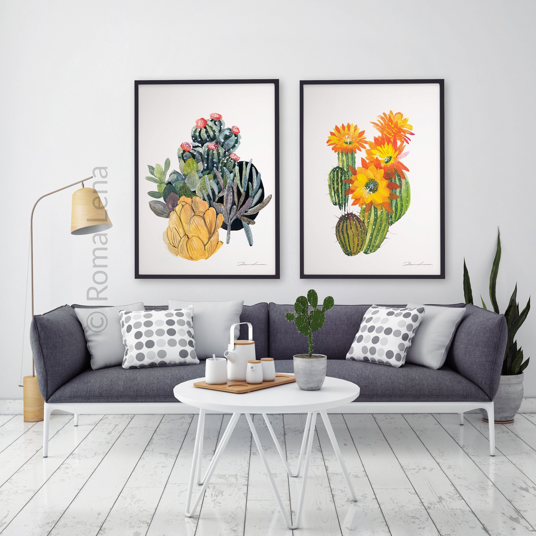 Living Room Cactus Decor Dining Room Print Cactus Painting Etsy