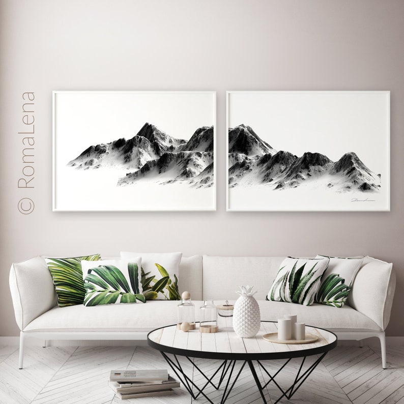 Mountain Wall Art Black White Set 2 Prints Photography Poster Print Printable And