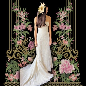 Vestido de noiva vintage sem alças com cauda linda