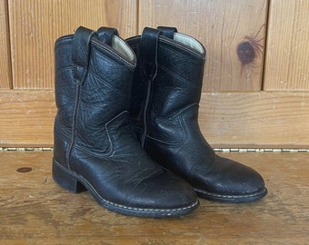 Vintage Little BB Kids Schwarze Roper Westernstiefel Größe Kleinkind 39,5