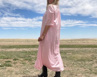 Mirror Mirror x BB West Vintage Pale Pink Long Nightgown with Lace Neckline