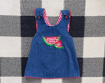 Vintage Little BB Toddler Denim with Watermelon Cross Back Top