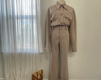 Vintage Brown Pioneer Wear 2 Piece Western Shirt Jacket & Pant