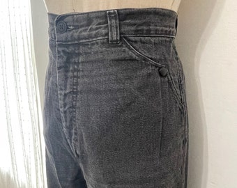 Czarne jeansy z wysokim stanem i kieszeniami na zatrzaski w stylu lat 90., odkryte, w stylu western, rozmiar 30 X 35,5