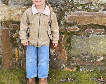 Vintage Little BB Brown Corduroy Sherpa Collar Trucker Chaqueta Tamaño 3T