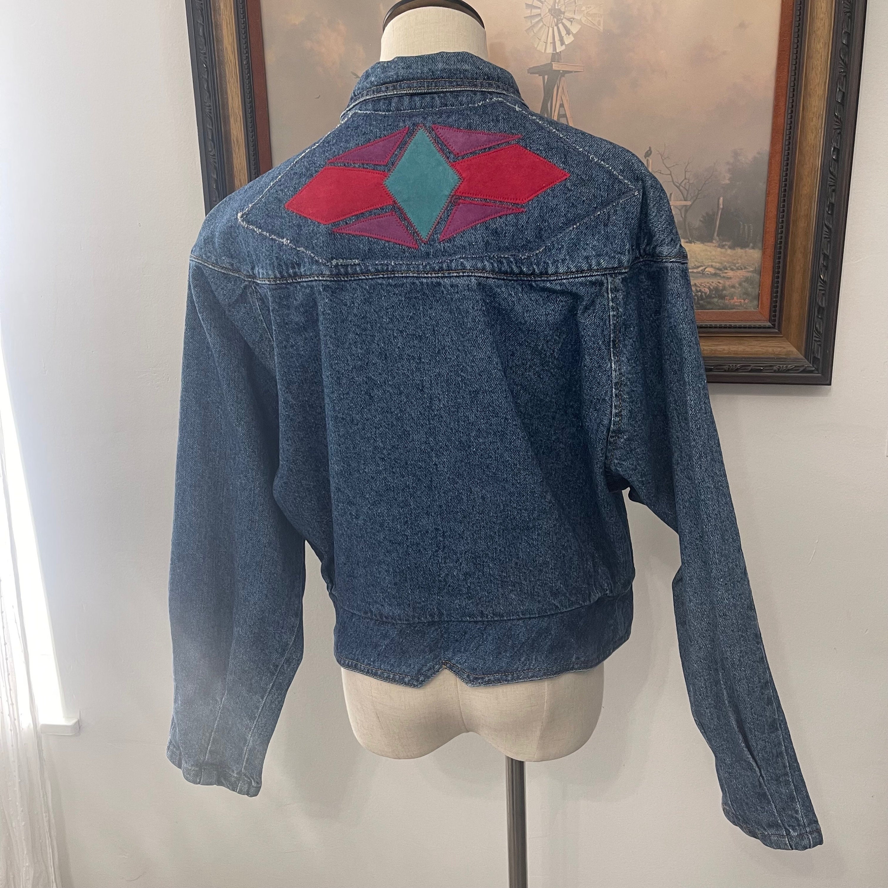 ジャケット・アウター 80s NOS PIONEER WEAR denim long jacket Vintage Pioneer Wear Denim Jacket With Southwestern Design