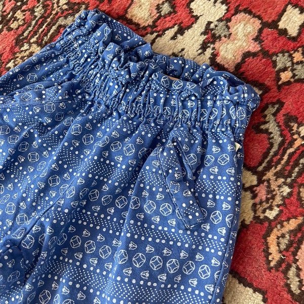 Vintage Little BB bleu et blanc imprimé style sarouel ample taille 3T